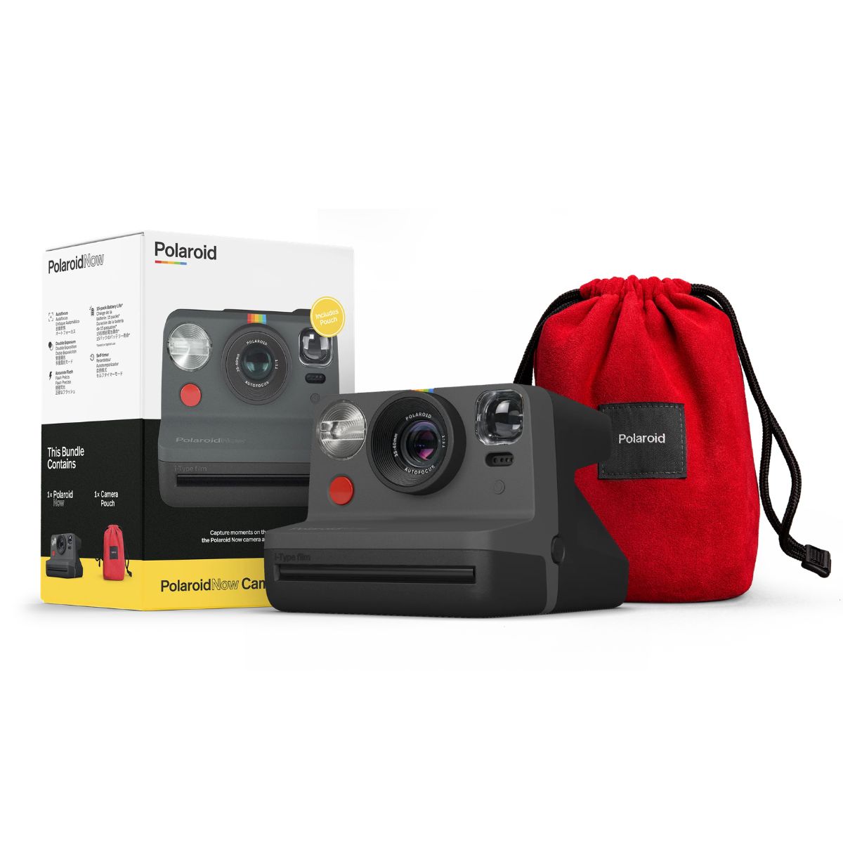 Polaroid Now Kit Negra con Bolso Rojo Reacondicionado
