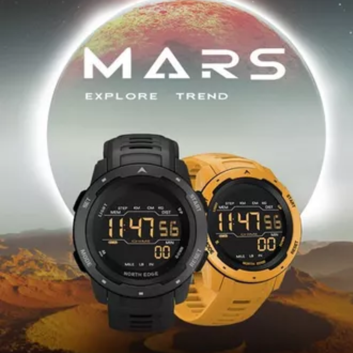 Reloj Deportivo North Edge Mars Reloj a Prueba de Agua 50M Openbox