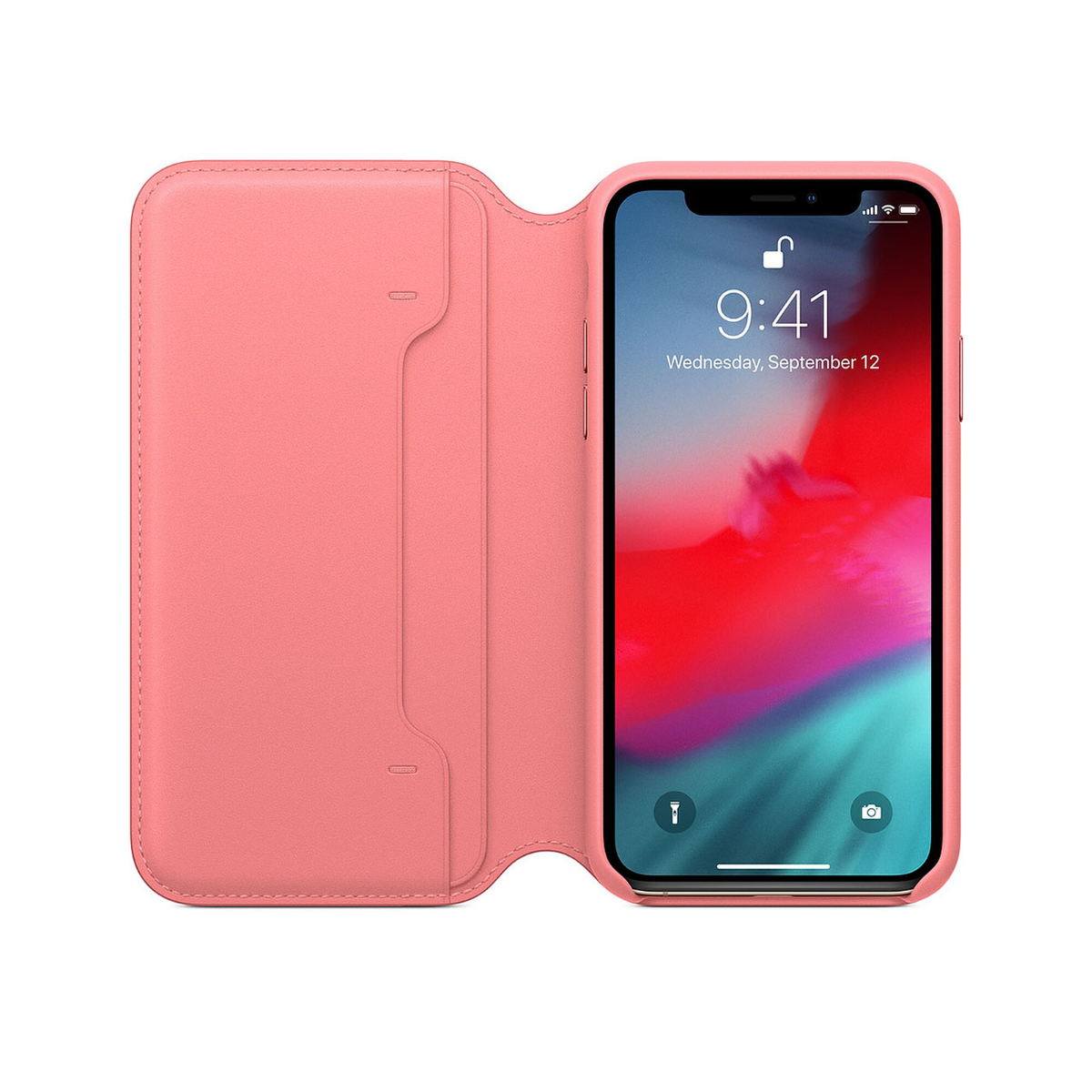 Estuche Protector Apple de Cuero con Tapa para iPhone XS Rosado MRX12ZM/A Openbox