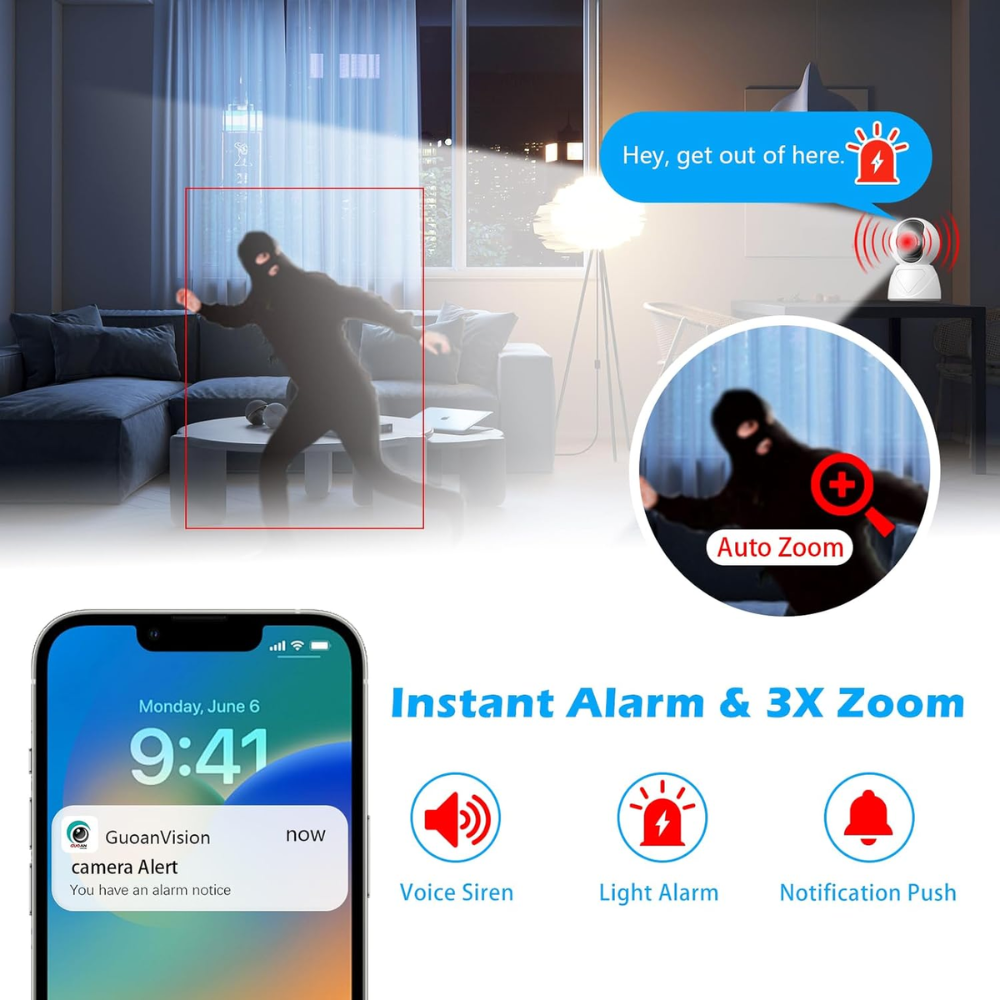 5g Cámara De Seguridad Wifi 3mp 360 Domo Inalámbrica Interior Openbox