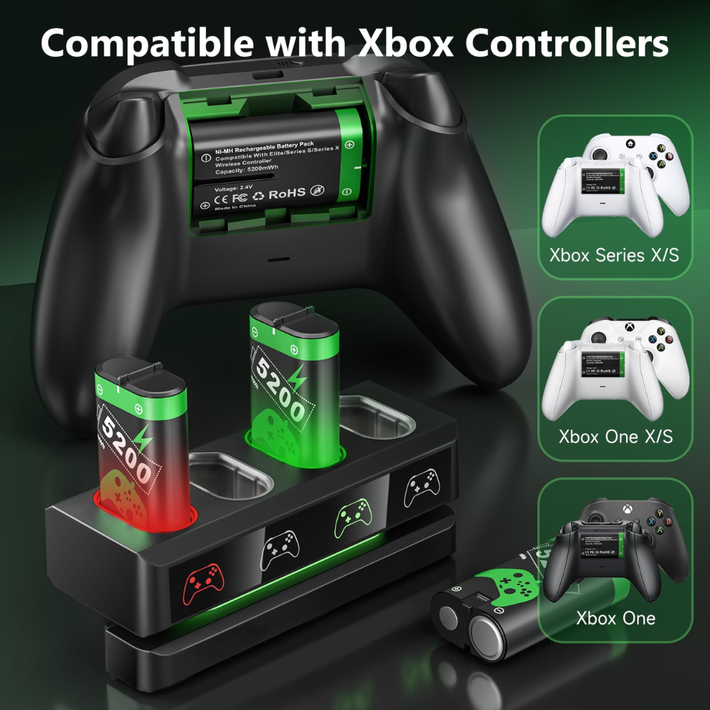 Batería Recargable De 4x1200mah Con Cargador Usb Para Xbox Series One X S Openbox