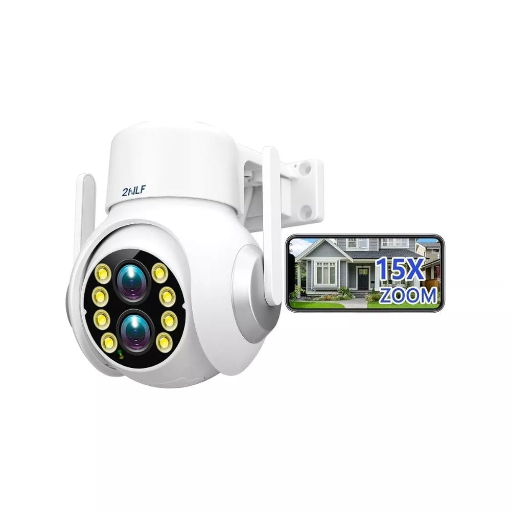 2NLF® 4MP Dual Lente Cámara de Seguridad WiFi Zoom Óptico 15X Reacondicionada