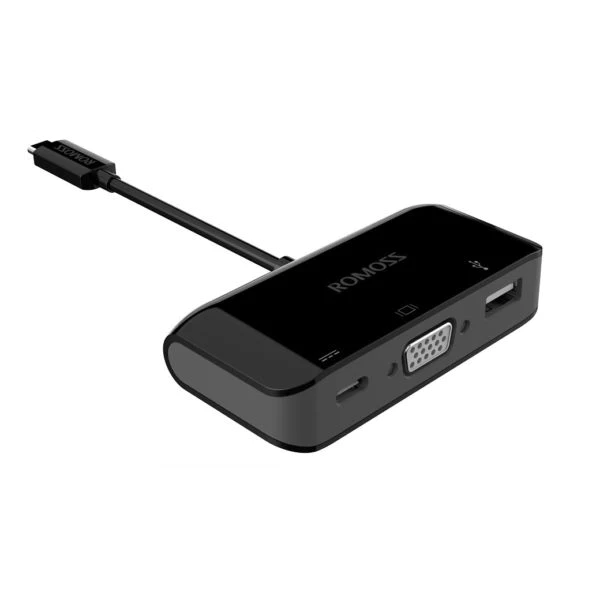 Adaptador multipuerto Romoss USB - C 3.1 tipo C VGA/USB - A/USB - C 3.0 Openbox - Reuse Chile