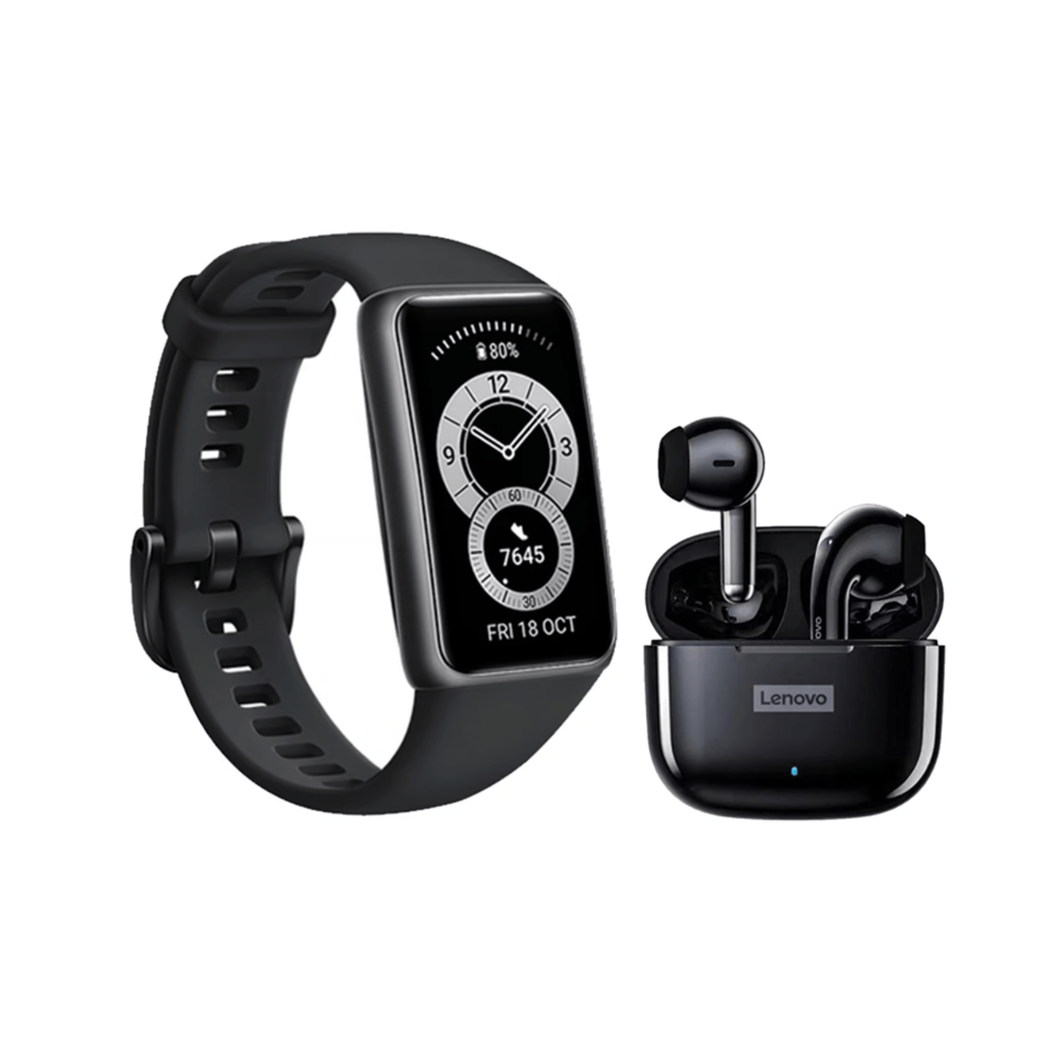 Kit Smartband Huawei Band 6 Rosado + Audífonos Lenovo LP40 Pro Negro Openbox - Reuse Chile