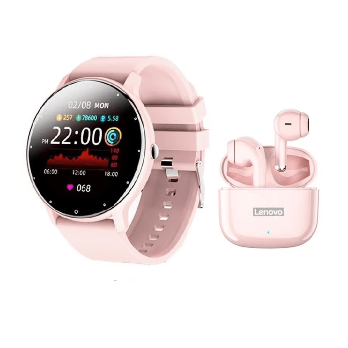 Kit Smartwatch Toumi Watch 2 + Audífonos Lenovo LP40 Pro TWS Rosado Openbox - Reuse Chile