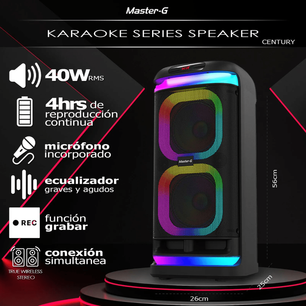 Parlante Karaoke Bluetooth Century 6,5" con Micrófono Reacondicionado - Reuse Chile