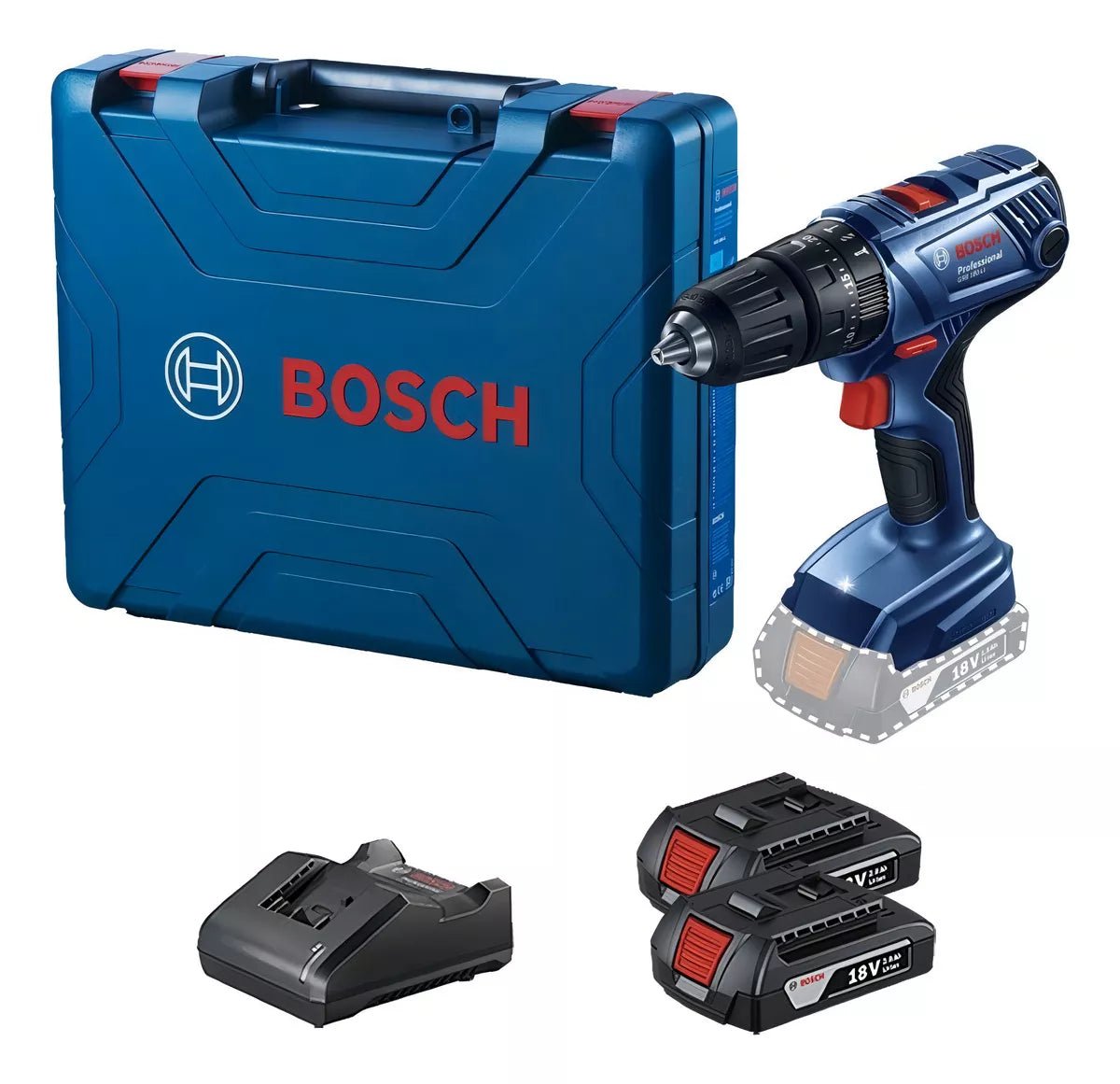 Taladro Atornillador Inalámbrico De 13mm Bosch Gsr 180 - li 18v + 2 Baterías De 2.0 Ah Con Maletín De Transporte 110v/220v Openbox - Reuse Chile