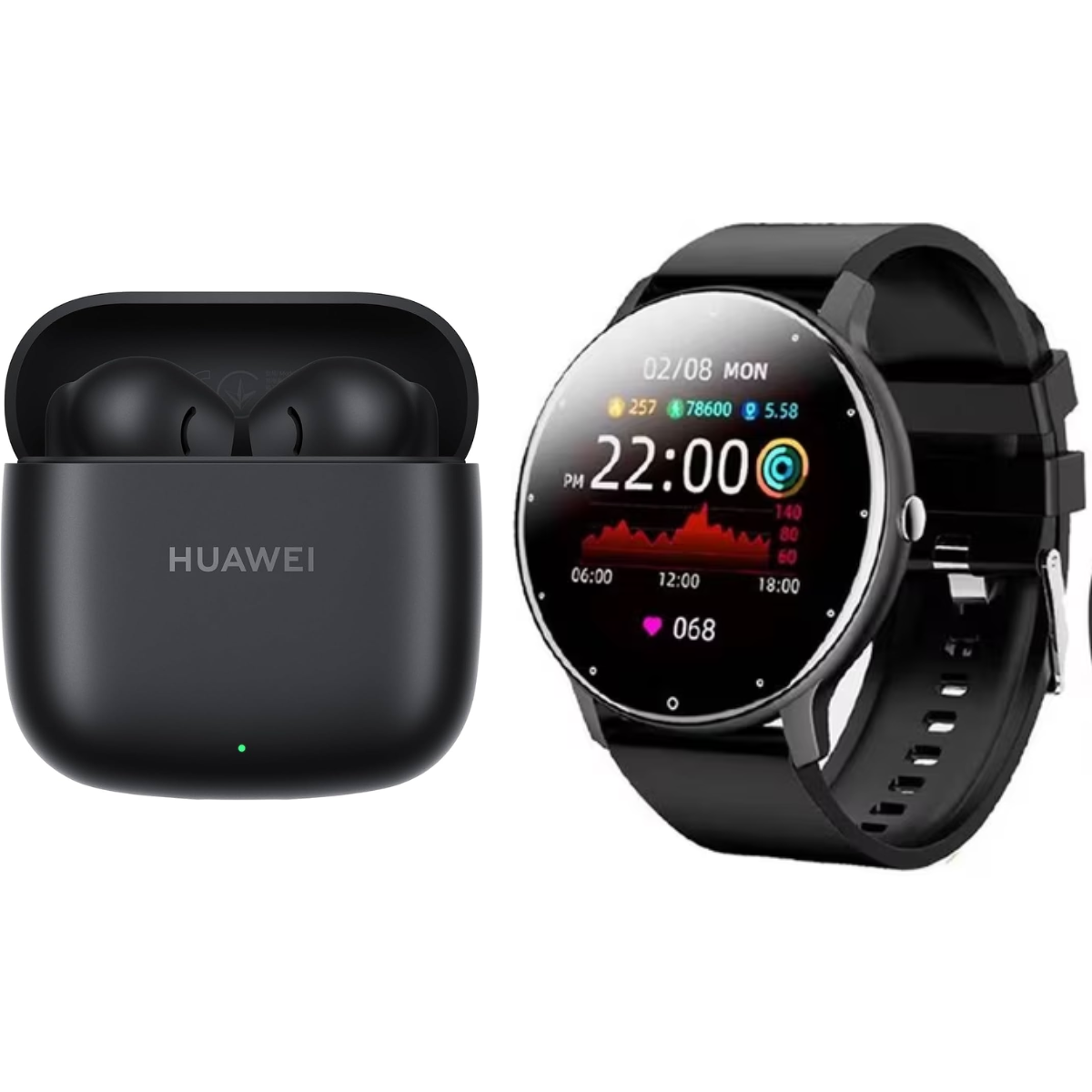 Huawei FreeBuds SE 2 Audífonos Bluetooth Negro y Toumi Fit 2 Reloj Inteligente Reacondicionados