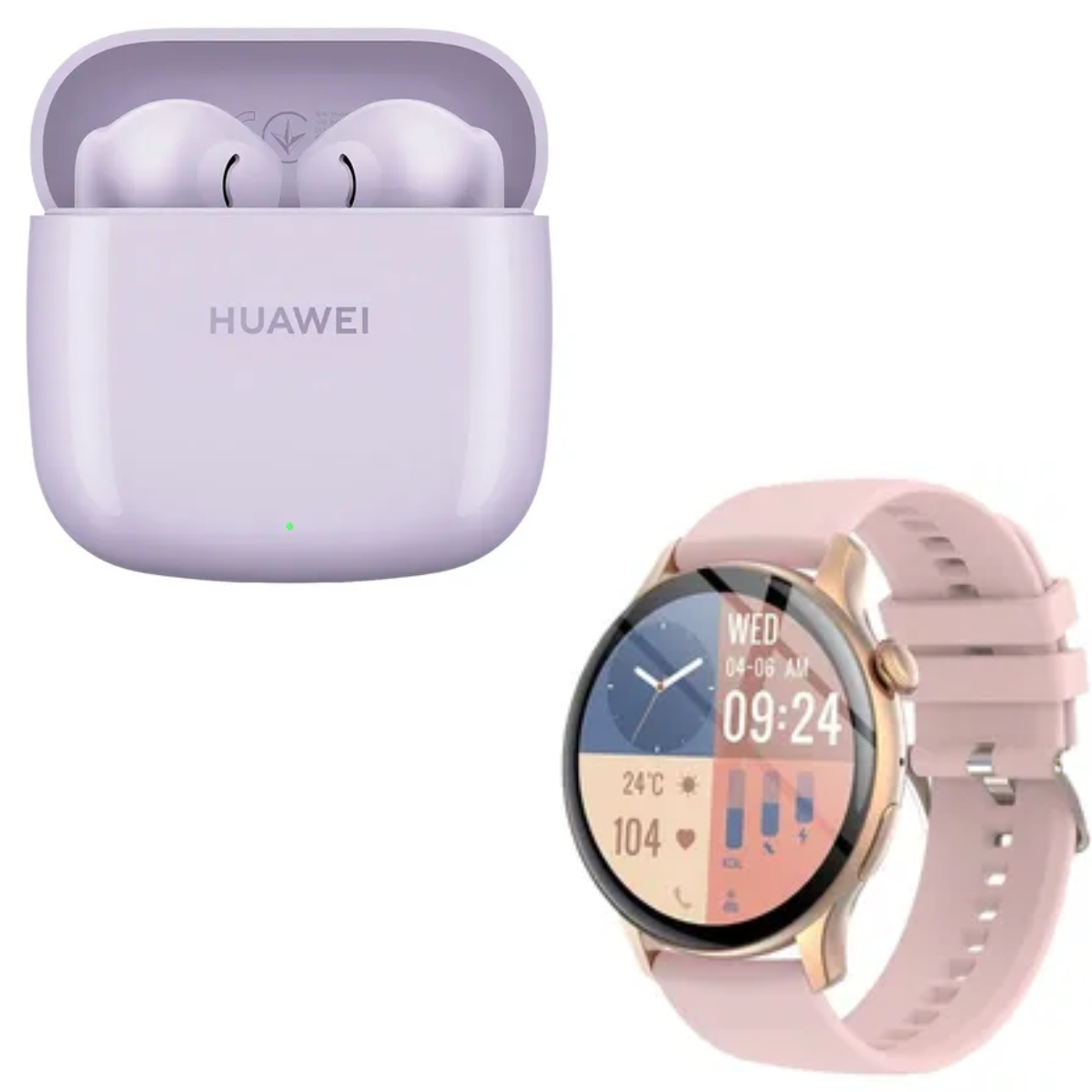 Huawei FreeBuds SE 2 Audífonos Morado y Toumi Fit 2 Reloj Inteligente Rosado Reacondicionado
