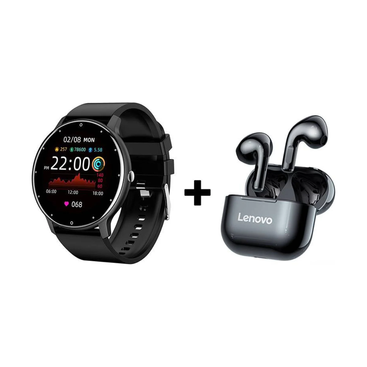Audífonos Bluetooth Lenovo LP40 + Reloj Inteligente ZL02D Reacondicionado