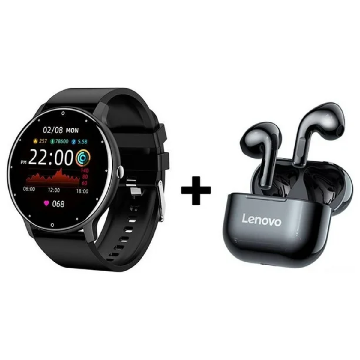 Audífono Lenovo LP40 Negro + Reloj Inteligente Negro Reacondicionados