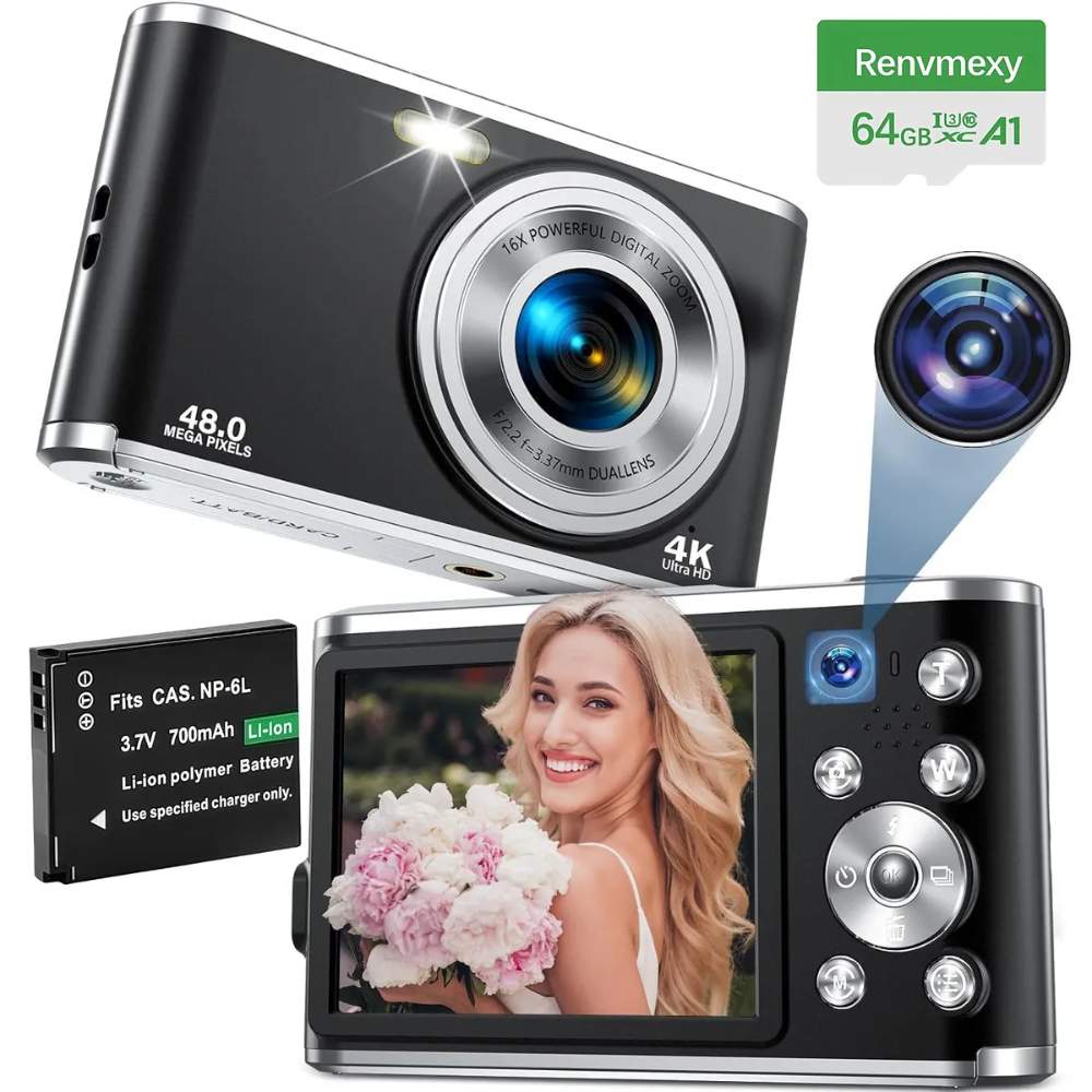 Cámaras Digitales Doble 48mp Renvmexy Dc306l 64gb Negro Openbox
