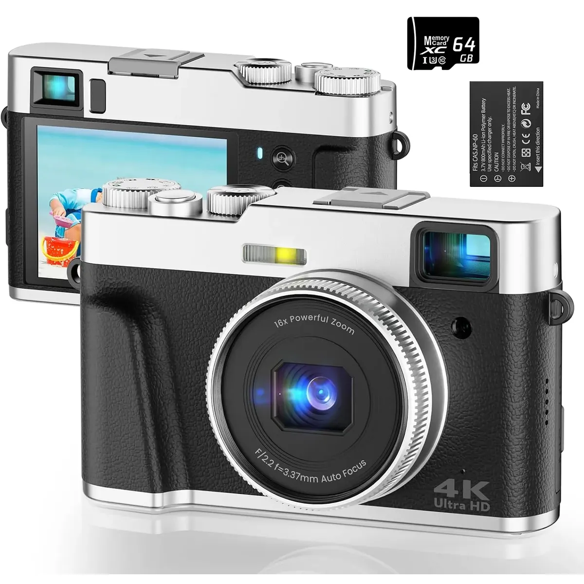 RENVMEXY DC202L Cámara Digital 4K 48MP 64GB Negro Open Box