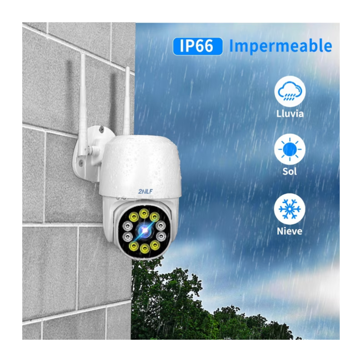 Cámara de Seguridad IP WiFi Externa 2NLF 1080P CCTV Inalámbrica 39 LED OpenBox