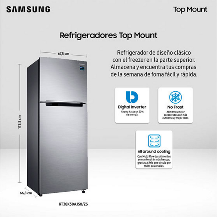 Reuse Chile Samsung Refrigerador Top Mount de 385L con No Frost Plata Openbox