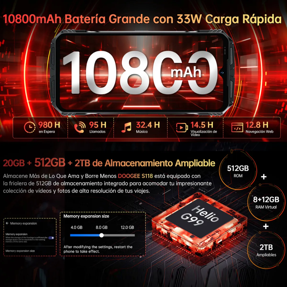 Doogee S118 20GB + 512GB Plata Reacondicionado: