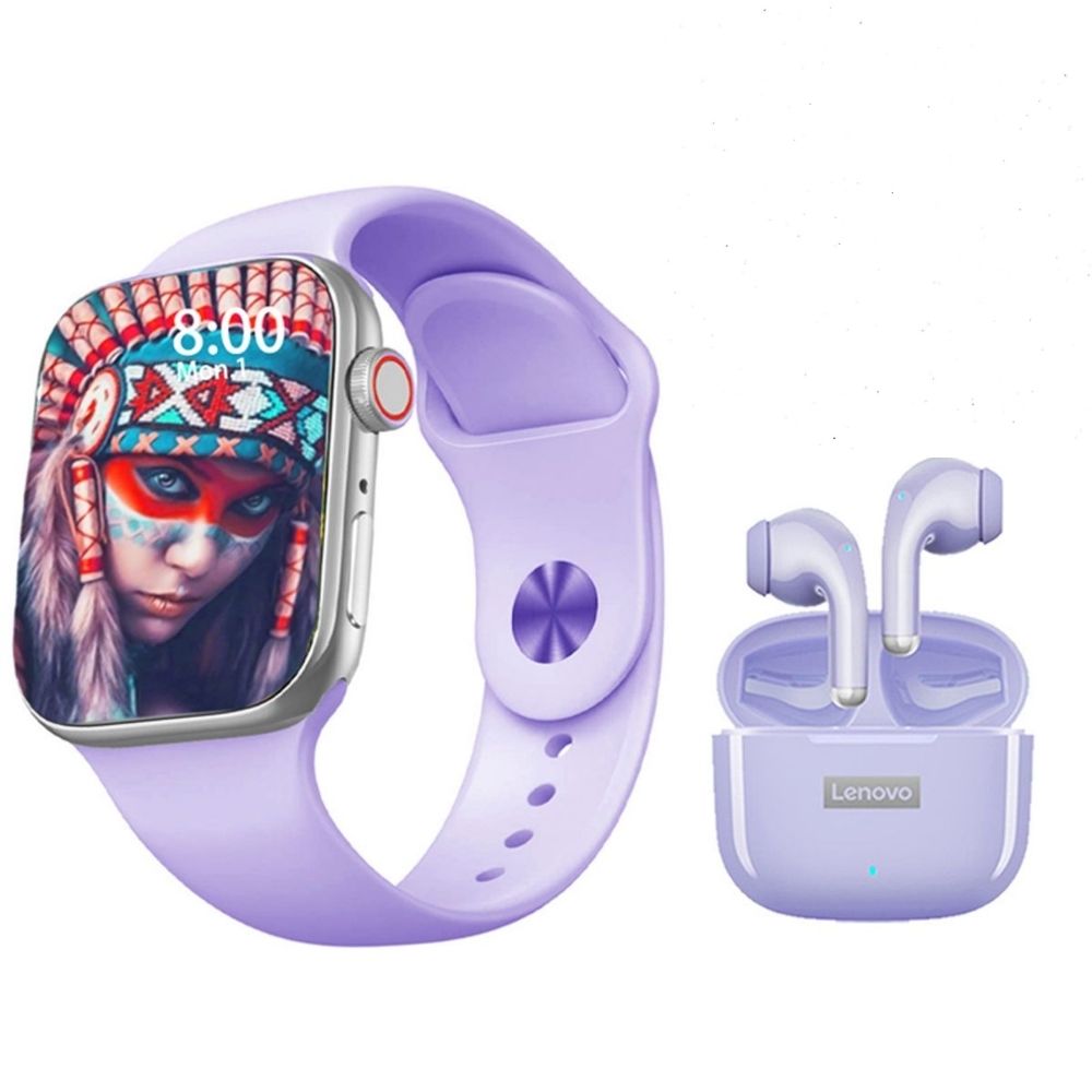 Audífonos Lenovo LP40 Pro Morado + Smartwatch GT-T2 Pro-PU Max 2.3" Reacondicionado