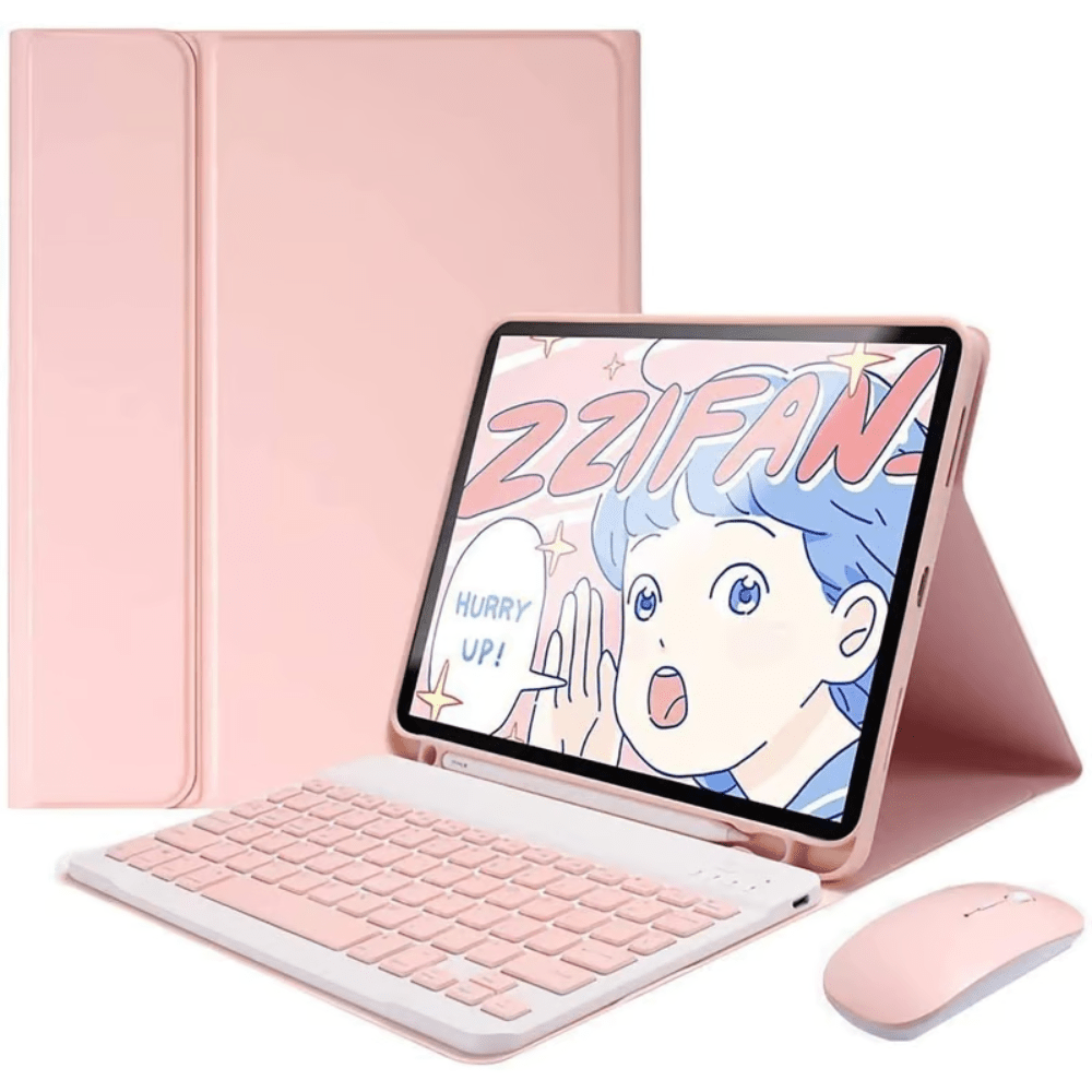 Funda con teclado y mouse para Galaxy Tab S6 Lite Rosado Openbox