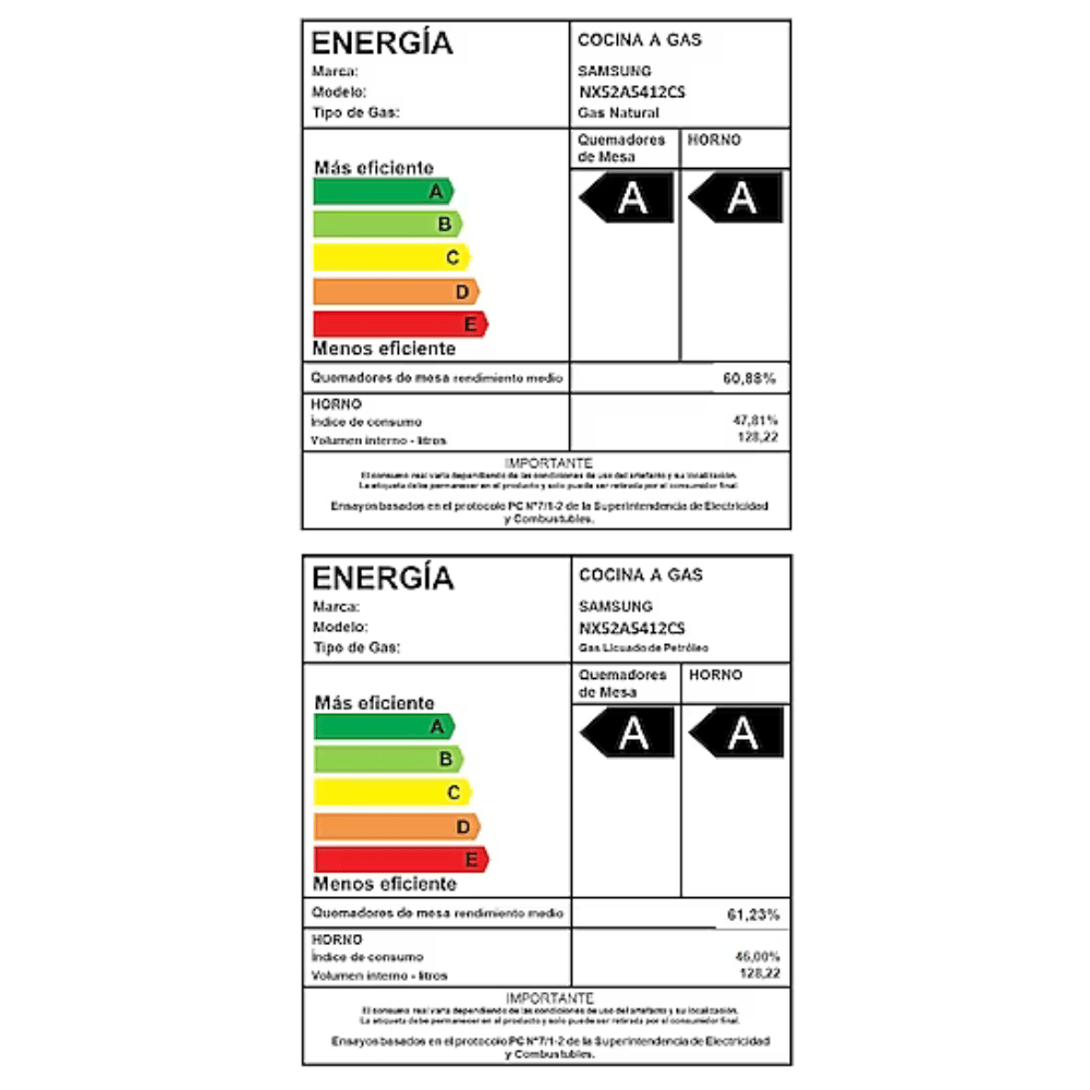 Samsung Cocina a Gas con 6 quemadores rápidos y semi rápidos Espejado Negro Openbox - Reuse Chile
