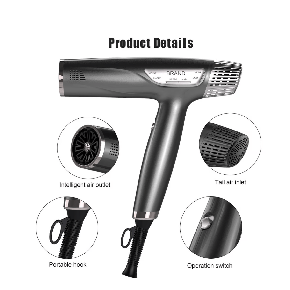 Secador de Pelo Profesional Aire Frío y Caliente Hair dryer Gris Openbox - Reuse Chile