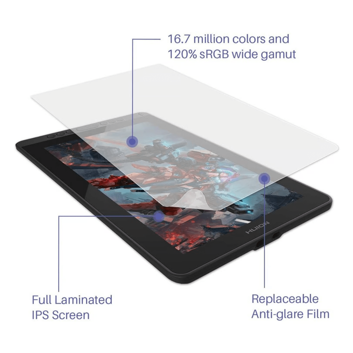 Tablet Huion Kamvas 13,3" Negro Openbox - Reuse Chile